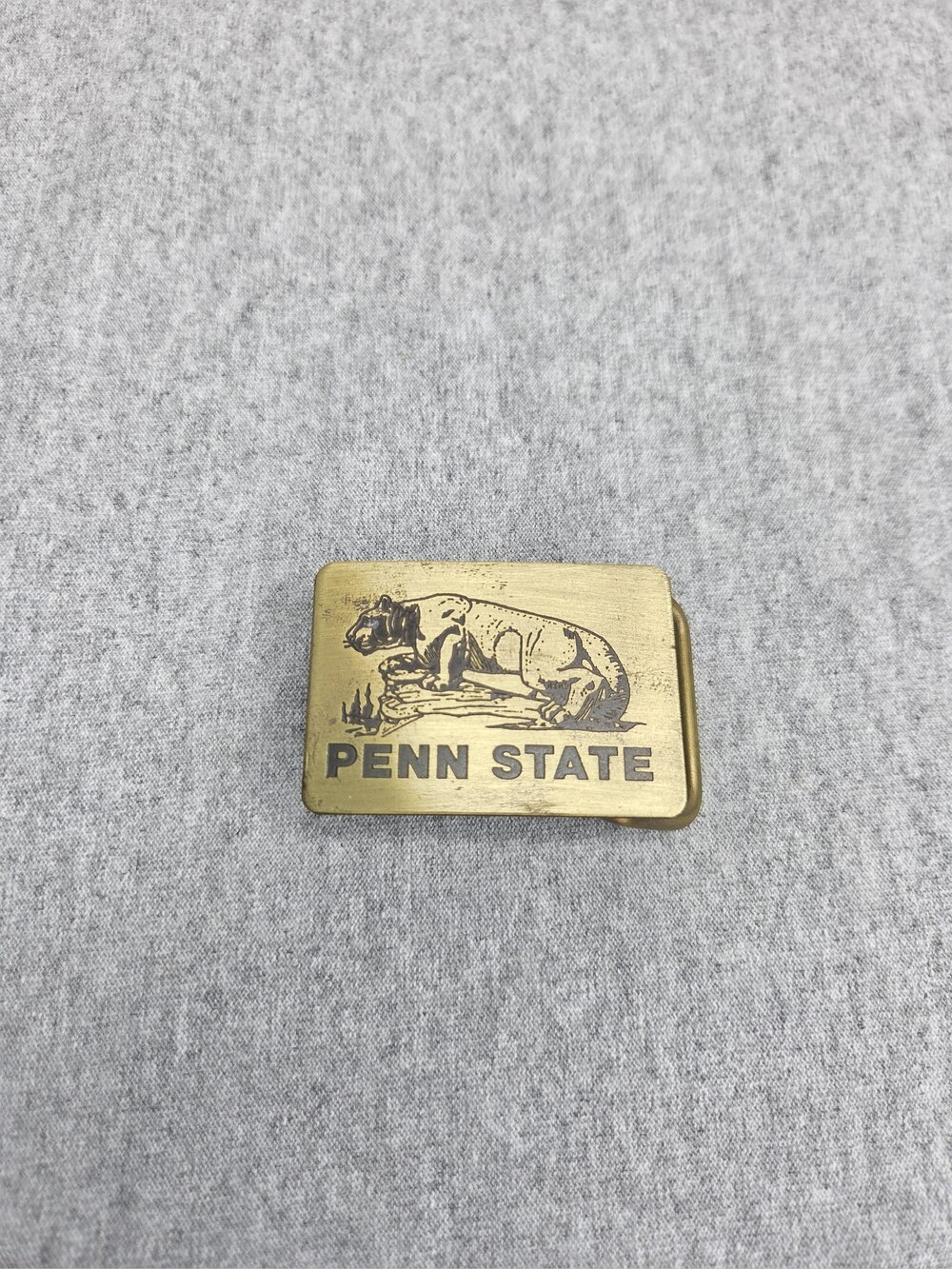 Penn State Belt Buckle Nittany Lion Solid Brass Handmade One of a Kind Vintage